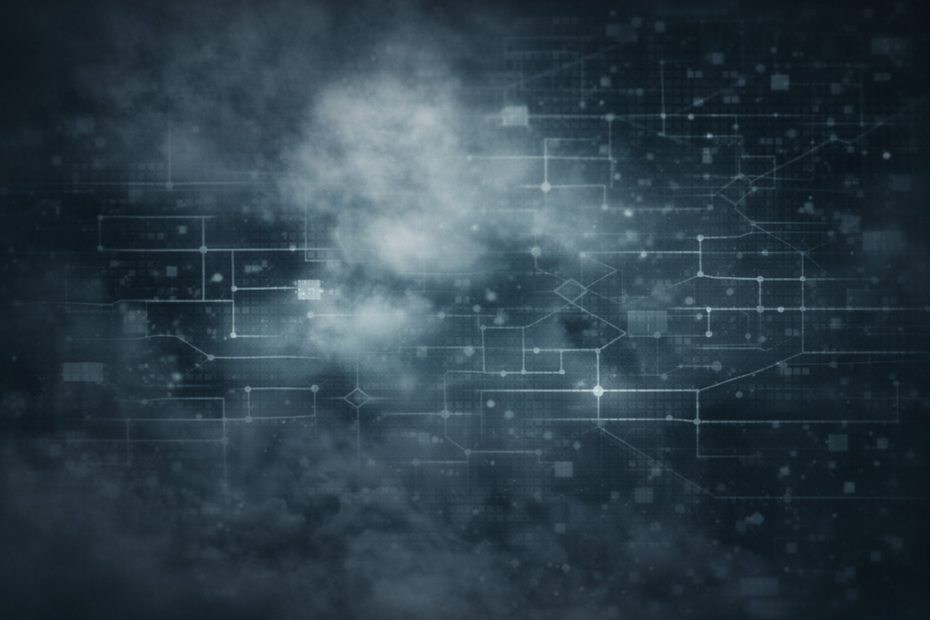 Complex IT systems architecture obscured by lack of clarity, illustrating fragmented and poorly aligned IT services (CVA)